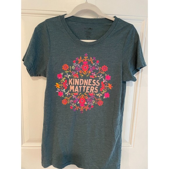 Natural Life Tops - Natural Life Kindness Matters T-Shirt Sz L Floral Boho Soft Green